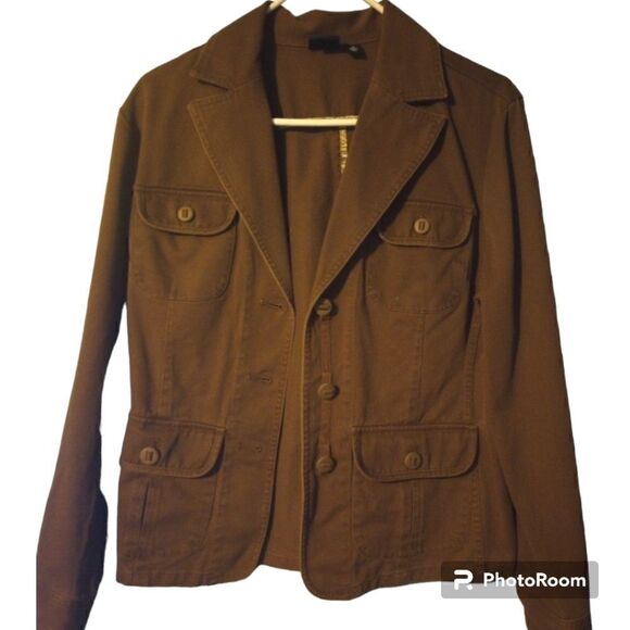 Sonoma brown waist length blazer with pockets and button detailing - Picture 1 of 11